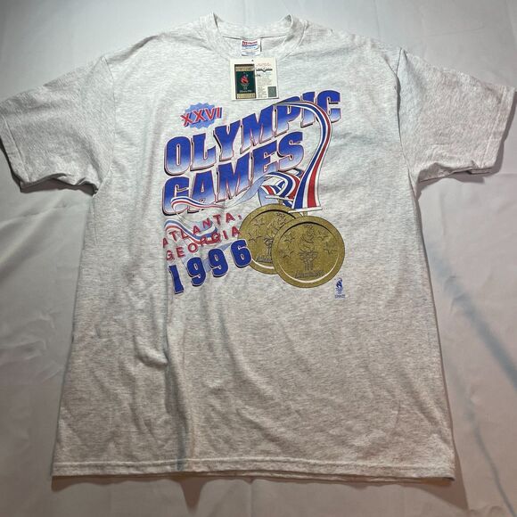 Vintage 1996 Atlanta Olympics Games T Shirt Size XL  Gray Short Sleeve NWT - Picture 1 of 4